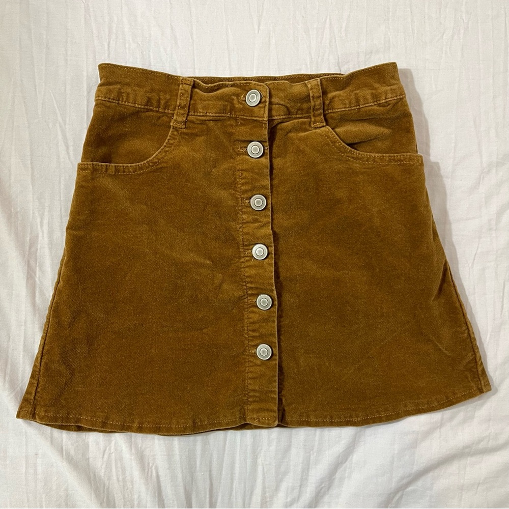 Brandy Melville Corduroy Brown Tan Skirt with front buttons, size small - Picture 1 of 5